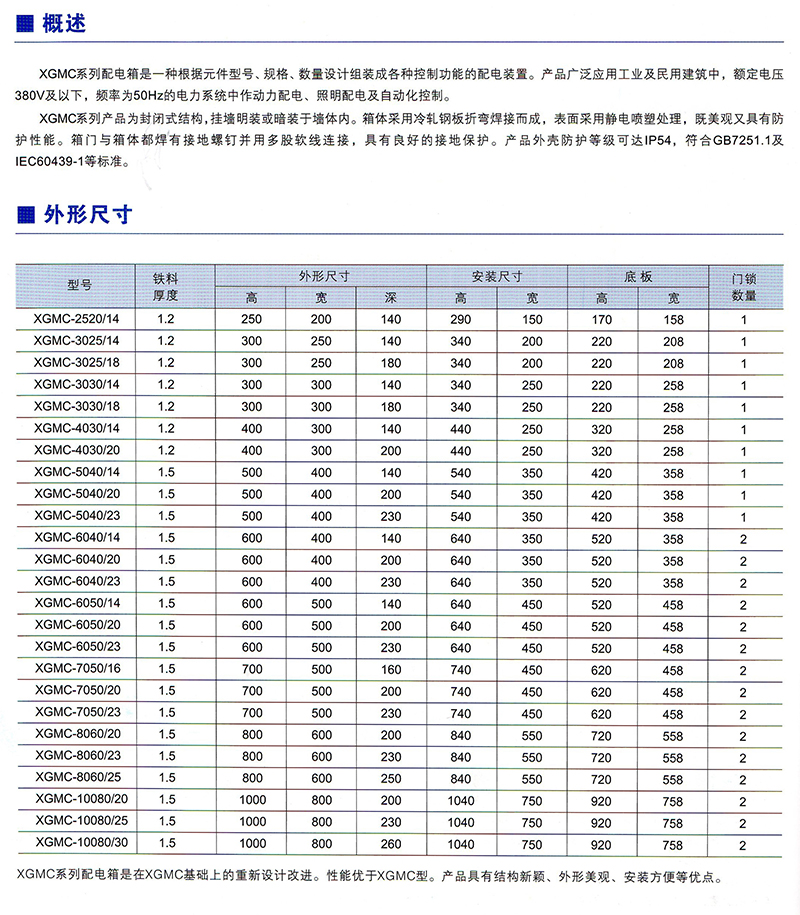 XGMC低壓配電箱價格